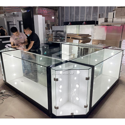 Tempered Glass 10mm Thick Cell Phone Retail Display Case 6pcs Insert Spotlight