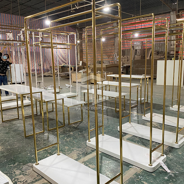 Veneered Clothing Shop Display Furniture Garment Diplay Rack